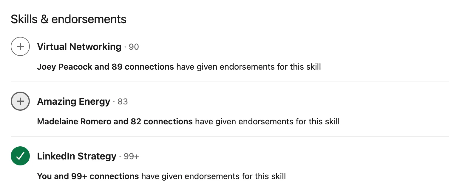 Joe Apfelbaum LinkedIn Skills and Endorsements