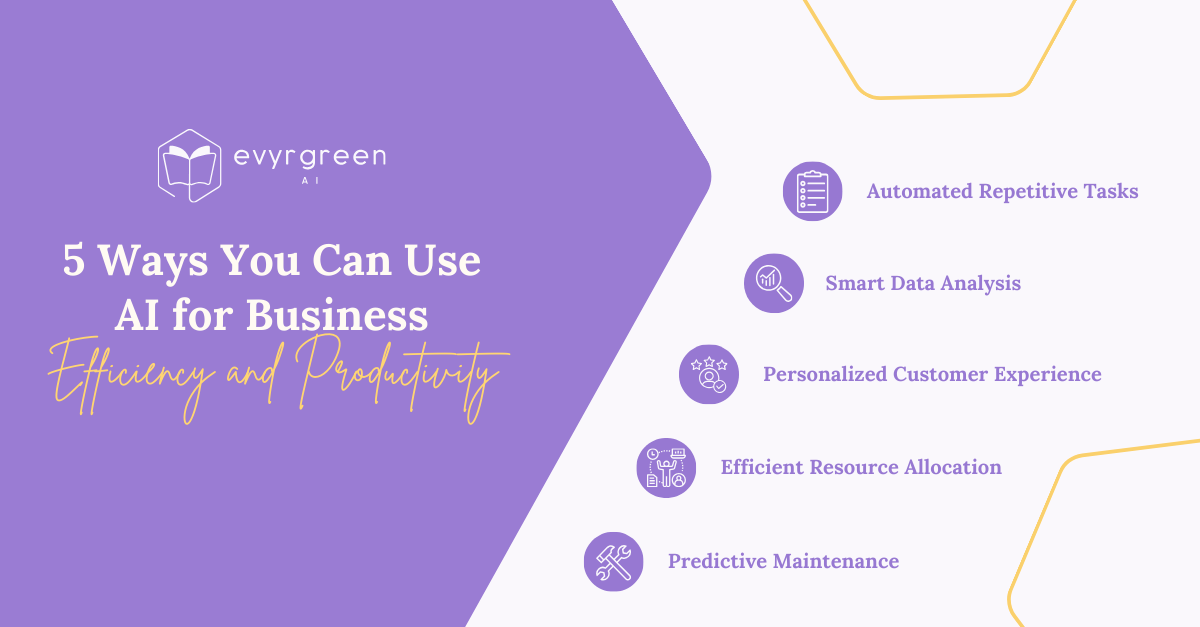 desktop evyrgreenAI '5 Ways to Use AI For Business Efficiency and Productivity'